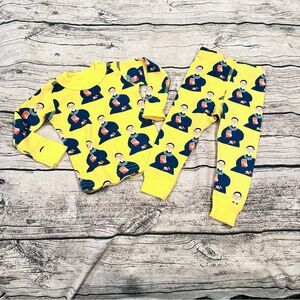 Piccolina Yellow Graphic Pajama Set With RBG Print; Unisex Size 6-12 Months